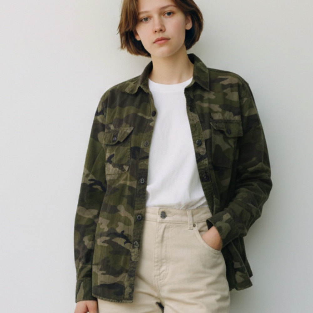 Bluenotes Camouflage Button front Shirt/Shacket, cotton, Size Large - Picture 7 of 7